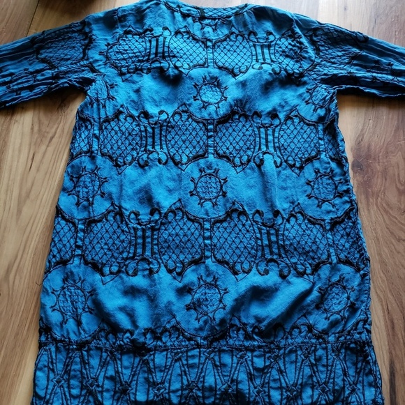 Language Silk Embroidered Top. - Picture 6 of 7